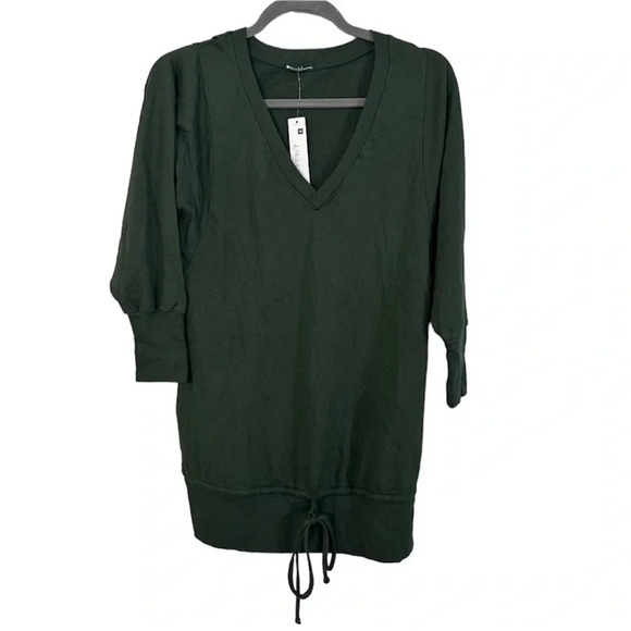 LaMade V-Neck Tie Bottom 3/4 Length Sleeves Green Blouse Sz Small Maternity NWT - Picture 1 of 9